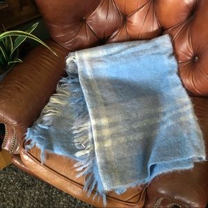 Ashley Pure Mohair Blue Plaid Blanket